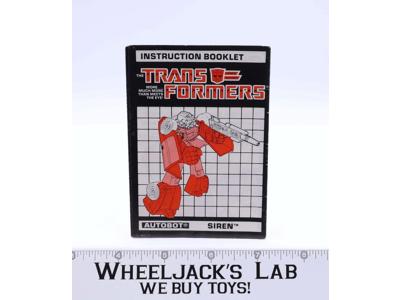 Siren Action Figure Instruction Booklet Manual 1988 Vintage G1 Transformers
