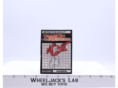 Highbrow Action Figure Vintage Instruction Manual Booklet 1987 G1 Transformers