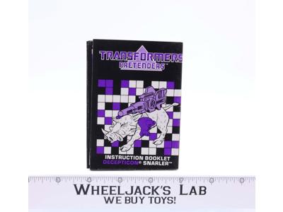Snarler Action Figure Instruction Manual Booklet 1988 G1 Transformers Vintage