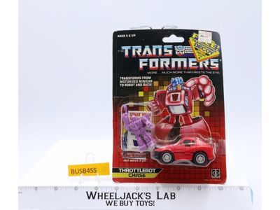 Chase 100% Complete W/CARDBACK & BUBBLE G1 Transformers Hasbro Vintage