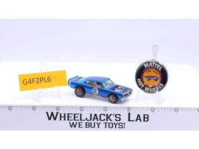 King Kuda Metallic Blue 1969 Redline Hot Wheels Mattel Vintage RL w/ Button