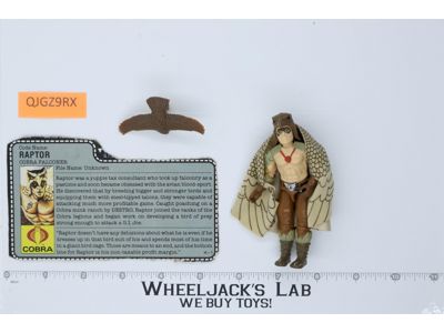 Raptor V1 100% Complete G.I. Joe 1987 Hasbro Vintage Action Figure