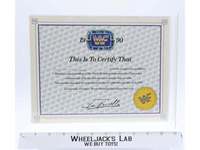 WWF Official Fan Club Member Certificate 1990 1991 Promo Poster