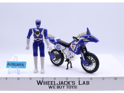 Blue Thunder Bike W/Ranger Power Rangers 2002 Bandai Action Figure Vehicle