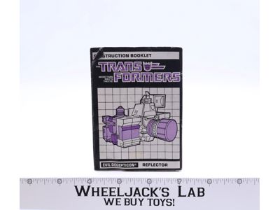 Reflector Action Figure Instruction Manual Booklet 1985 Hasbro G1 Transformers