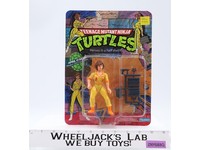 April O'Neil 10-Back Press Badge Stripes TMNT 1988 Playmates NEW Unpunched MOSC
