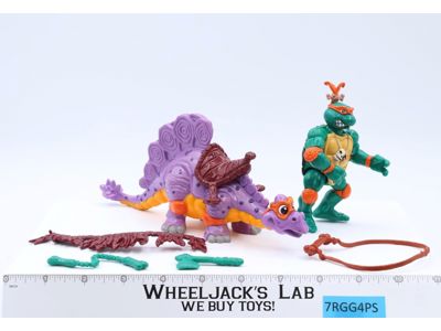 Cave Turtle Mike W/ Silly Stegosaurus Complete TMNT 1993 Vintage Playmates