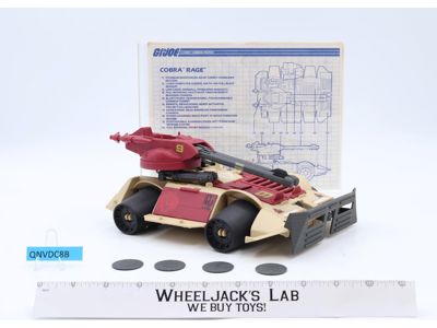 Cobra Rage 100% Complete GI Joe 1990 Hasbro Vintage Action Figure Vehicle