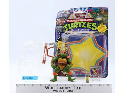 Movie Star Mike w/ Cardback 100% Complete TMNT 1991 Playmates Vintage Figure