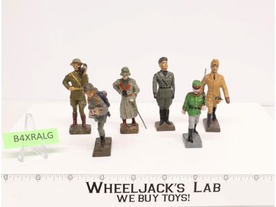 (6) German Soldiers 3" Elastolin Lineol Marching Toy Figures Vintage
