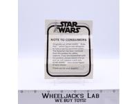 Star Wars Note To Consumers Boba Fett Accessory Change ORIGINAL 1979 Kenner