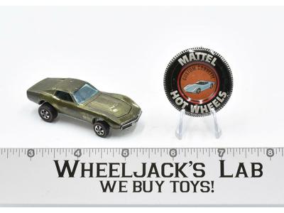 Custom Corvette Olive With Button 1968 Redline Hot Wheels Mattel Vintage RL