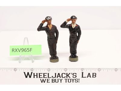 (2) Saluting German Soldier 3" Elastolin Tank Commander Officer Vintage