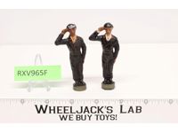(2) Saluting German Soldier 3" Elastolin Tank Commander Officer Vintage