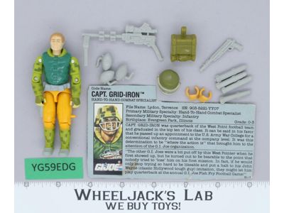 Capt. Grid-Iron V1 100% Complete 1990 G.I. Joe Hasbro Vintage Action Figure