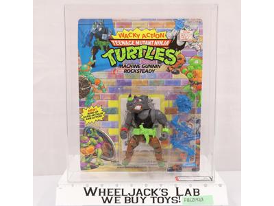 Machine Gunnin' Rocksteady AFA GRADED 75 85/70/85 TMNT Wacky Action Playmates