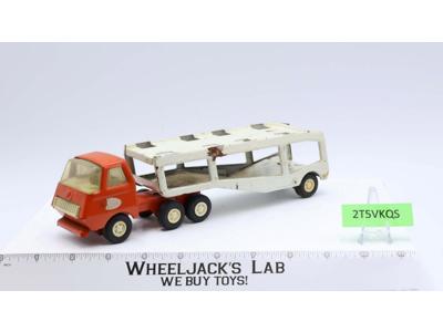 Orange Cab W/ Car Hauler Trailer Pressed Steel 1970's Tonka Vintage Toy Car