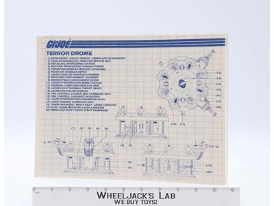 Cobra Terror Drome Blueprint/Instruction Original 1986 GI Joe Vintage