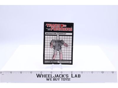 Powerdasher Jet Action Figure Instruction Manual Booklet 1985 G1 Transformers