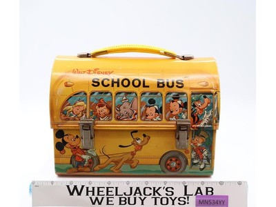 Walt Disney School Bus Dome Metal Lunch Box ONLY 1960s Aladdin Industries