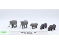 Lot of 5 Elephants Hippos Rhino Britain's 4" Plastic Toy Zoo Animals