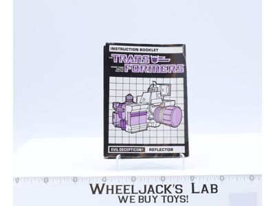 Reflector Action Figure Instruction Manual Booklet 1985 Hasbro G1 Transformers