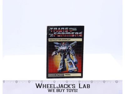 Prowl Action Figure Vintage Instruction Manual 1984 Hasbro G1 Transformers