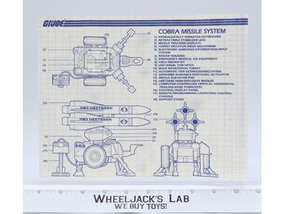 Cobra Sentry and Missile System (SMS) ORIGINAL Instructions/Blueprints G.I. Joe