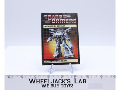 Prowl Action Figure Vintage Instruction Manual 1984 Hasbro G1 Transformers