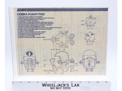 Cobra Flight Pod 1985 ORIGINAL Instructions Blueprints G.I. Joe Hasbro Vehicle