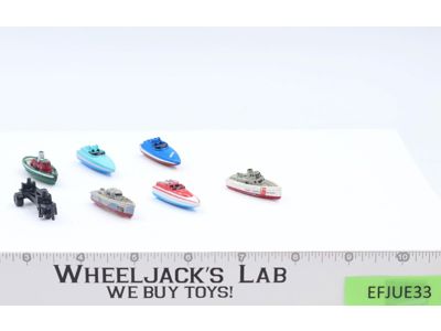 Lot of 6 Boats +1 Boat Trailer 1980s Vintage Galoob Micro Machines