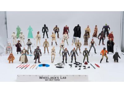 Lot of 35 Modern Star Wars 1990-2000s Hasbro Action Figures + Accessories