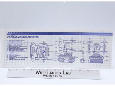 PAC/RAT Missile Launcher 1983 ORIGINAL Instructions/ Blueprints G.I. Joe Vehicle