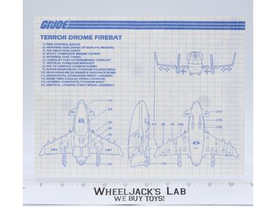 Terror Drome Firebat 1986 Original Instructions / Blueprints G.I. Joe Vehicle