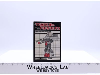 Skids Instructions Manual Booklet 1985 Hasbro G1 Transformers Vintage Figure