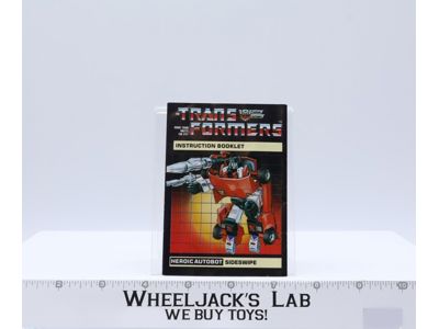 Sideswipe Action Figure Instructions Manual Booklet 1984 G1 Transformers