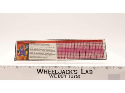 Huffer Action Figure Tech Spec 1984 Vintage Hasbro G1 Transformers