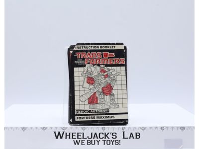 Fortress Maximus Instruction Manual Booklet 1986 Hasbro G1 Transformers