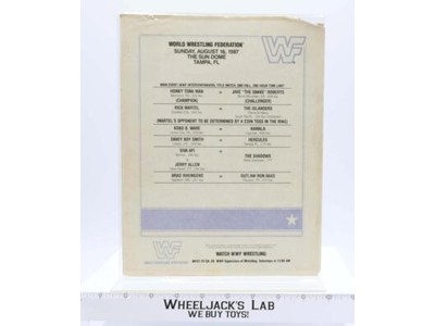WWF Lineup Sheet Tampa 8/16/87 1987 Honky Tonk Man Jake The Snake Wrestling