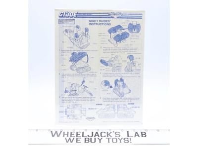 Night Raider 1988 ORIGINAL Instructions/Blueprints G.I. Joe Hasbro Action Figure