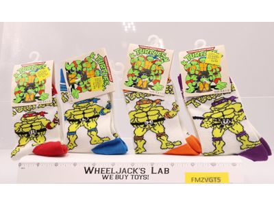 Lot of 4 Character Crew Socks Size 6-8.5 TMNT 1989 Mirage Studios Vintage NEW