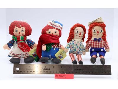 Lot of 4 Raggedy Ann & Andy 1990's Applause Dolls