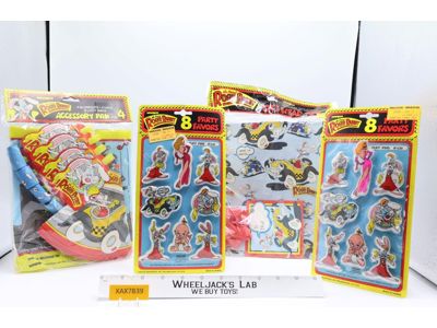 Lot of Party Favors + Gift Wrap Who Framed Roger Rabbit 1987 Unique NEW SEALED