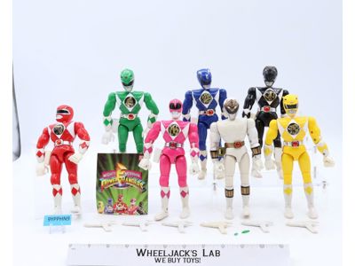 Lot of 7 Power Rangers 1993 1994 8" Bandai Action Figures + Accessories Weapons