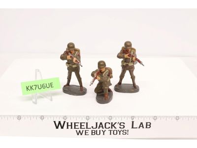 WWII German Soldiers (3) 3" Elastolin Vintage w/ Weapons Firing Crouching