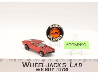 Custom Mustang Red 1968 Hot Wheels Mattel Redline RL White Interior W/ BUTTON