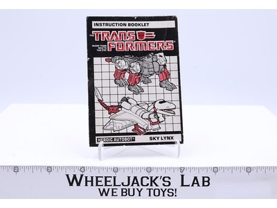 Sky Lynx Action Figure Instruction Manual 1985 Hasbro G1 Transformers