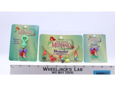 Lot of 2 Bracelets + Zipper Pull Charm The Little Mermaid Disney Applause NEW