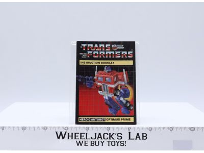 Optimus Prime Action Figure Instruction Manual Booklet 1985 G1 Transformers