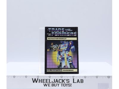 Soundwave Action Figure Instruction Manual Booklet 1985 Hasbro G1 Transformers